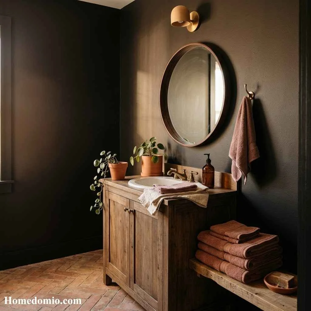 Moody Bathroom Colors: 14 Stunning Shades to Transform Your Space 12 Matte Black with Warm Undertones