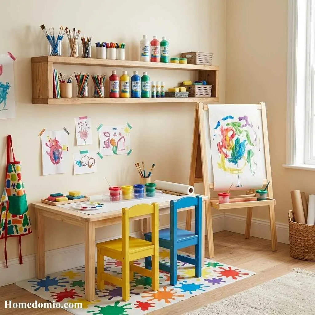 Playroom Inspiration Girls: 15 Dreamy Ideas Your Little One Will Love 3 Mini Art Studio Setup