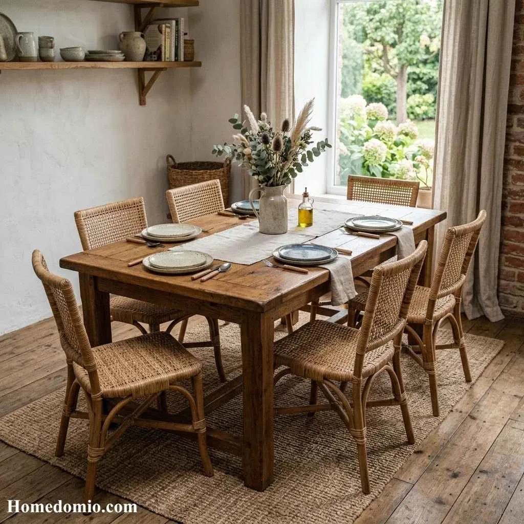 Natural Wood and Rattan Combo