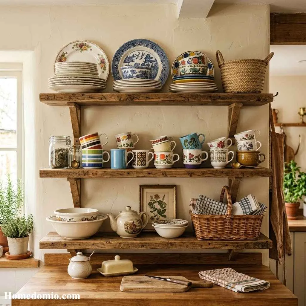 Open Shelving With Vintage Dishware