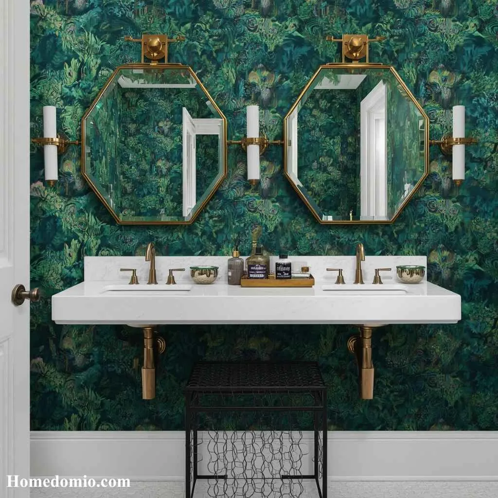 Guest Bathroom Ideas Wallpaper: 15 Stunning Looks Your Visitors Will Remember 11 Peacock Inspired Print