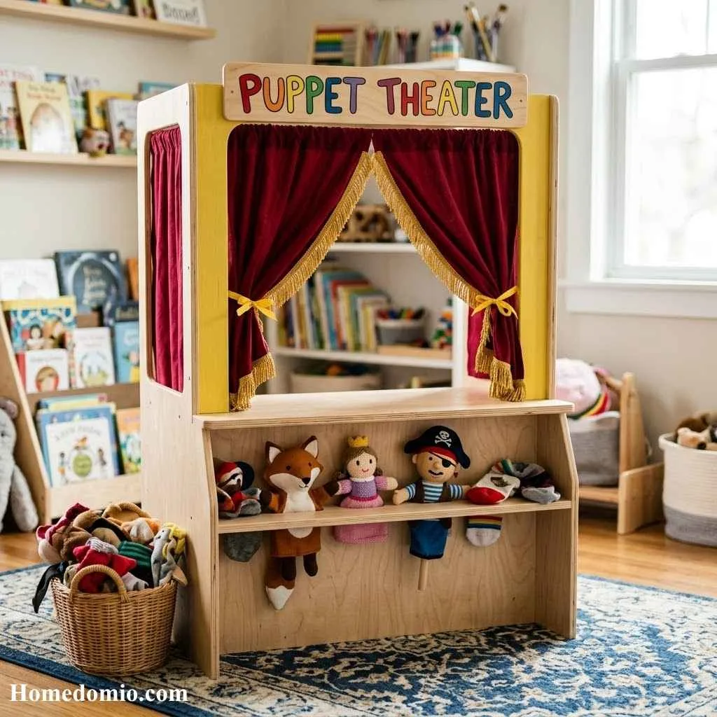 Playroom Inspiration Girls: 15 Dreamy Ideas Your Little One Will Love 16 Puppet Theater Play Station