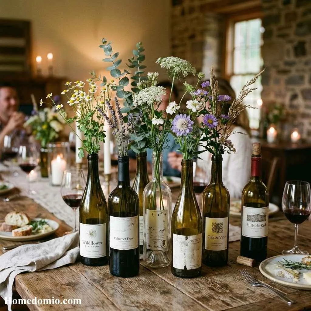  Rustic Wine Bottle Arrangement