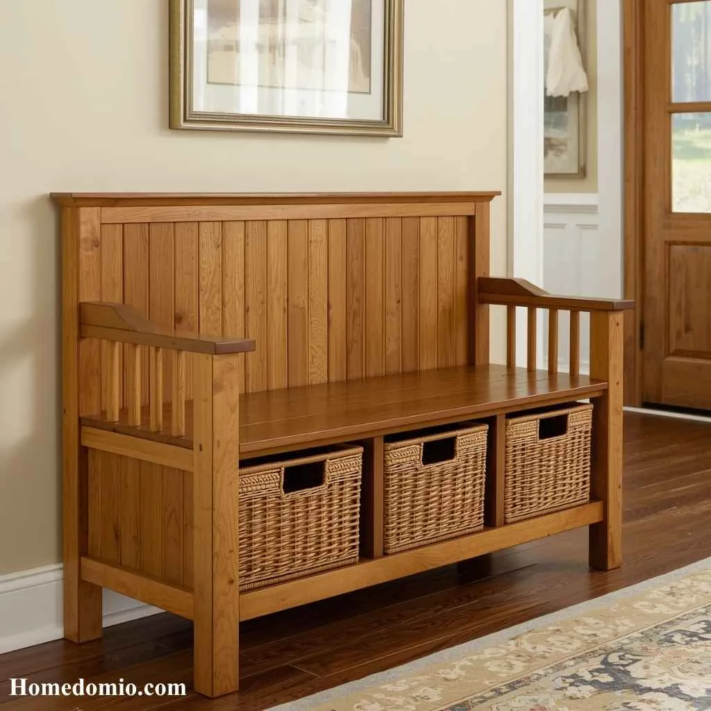 Rustic Wooden Storage Bench