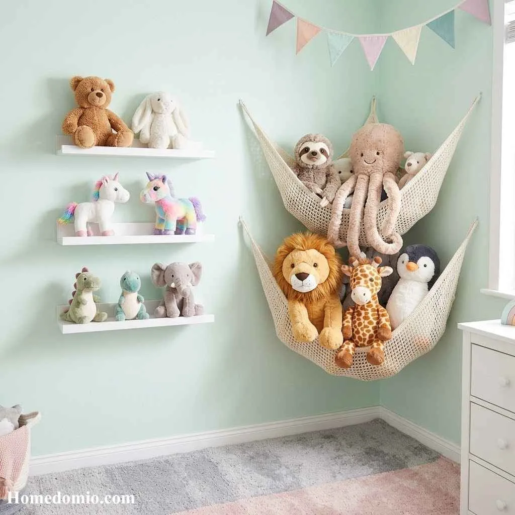 Playroom Inspiration Girls: 15 Dreamy Ideas Your Little One Will Love 9 Stuffed Animal Display Wall