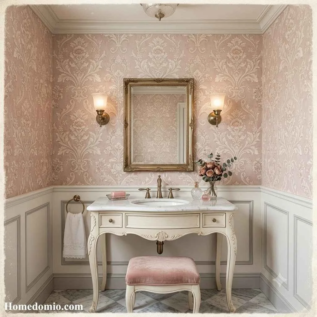 Guest Bathroom Ideas Wallpaper: 15 Stunning Looks Your Visitors Will Remember 12 Vintage Floral Damask