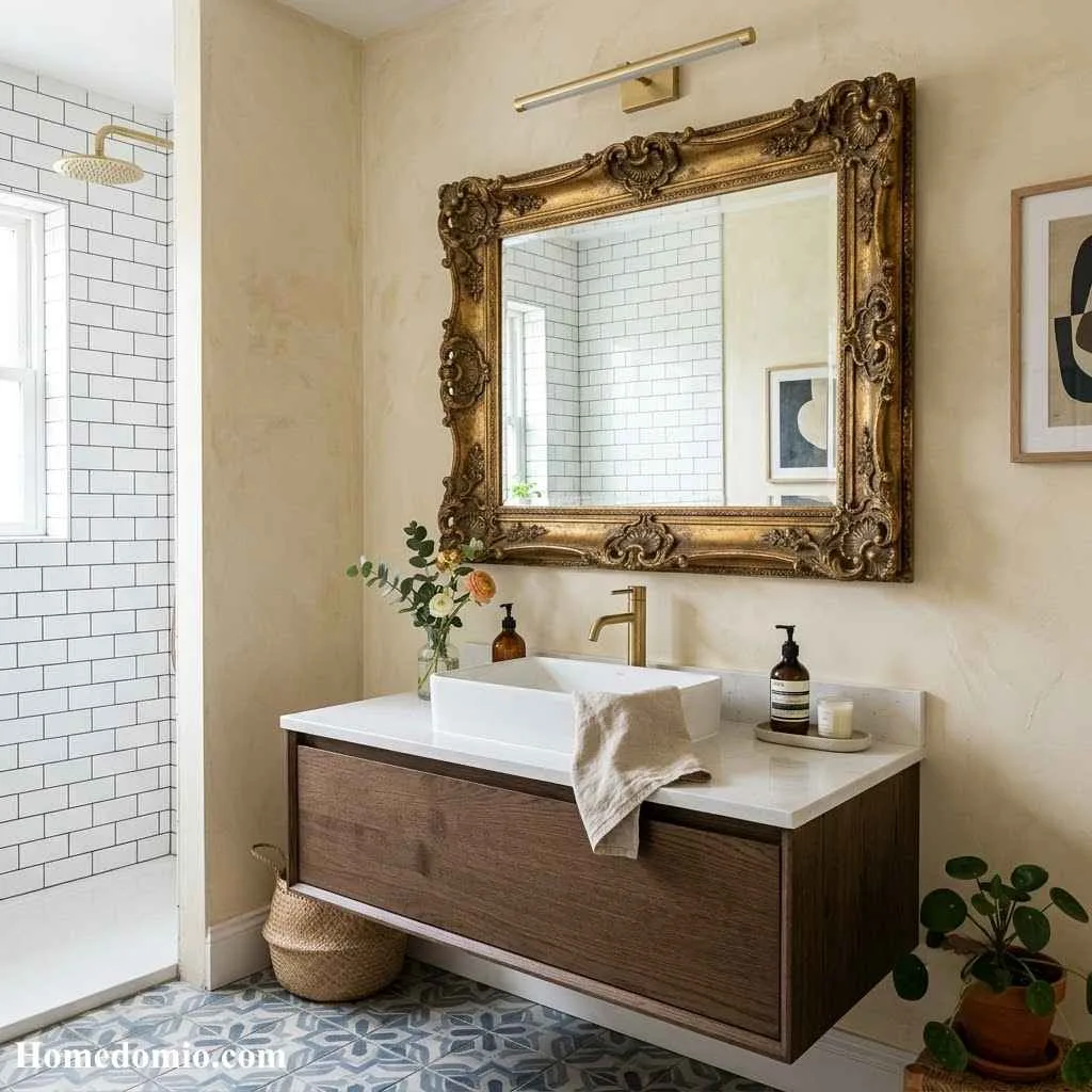 Vintage Mirror with Modern Fixtures