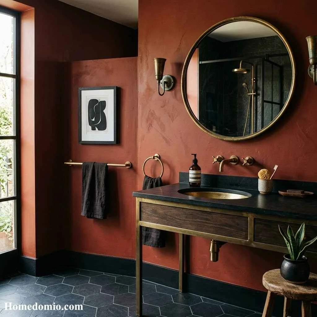 Moody Bathroom Colors: 14 Stunning Shades to Transform Your Space 9 Volcanic Dark Rust