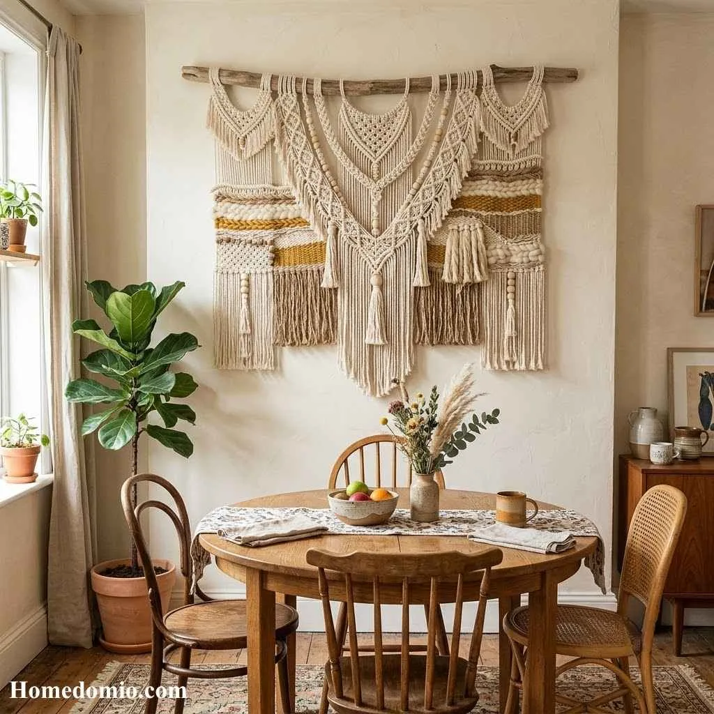 Dining Room Wall Decor Ideas That Will Transform Your Space 15 Woven Textile Or Macrame Hanging