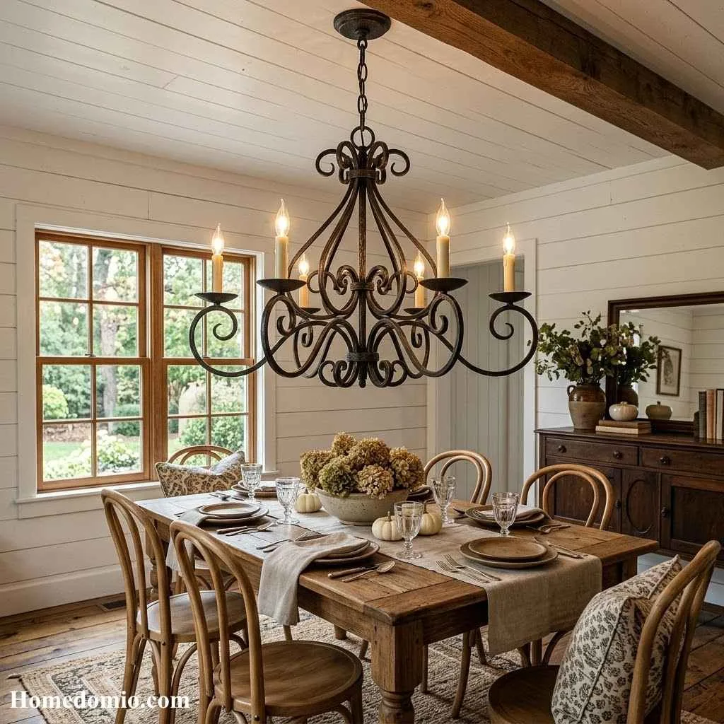 Wrought Iron Chandelier Overhead