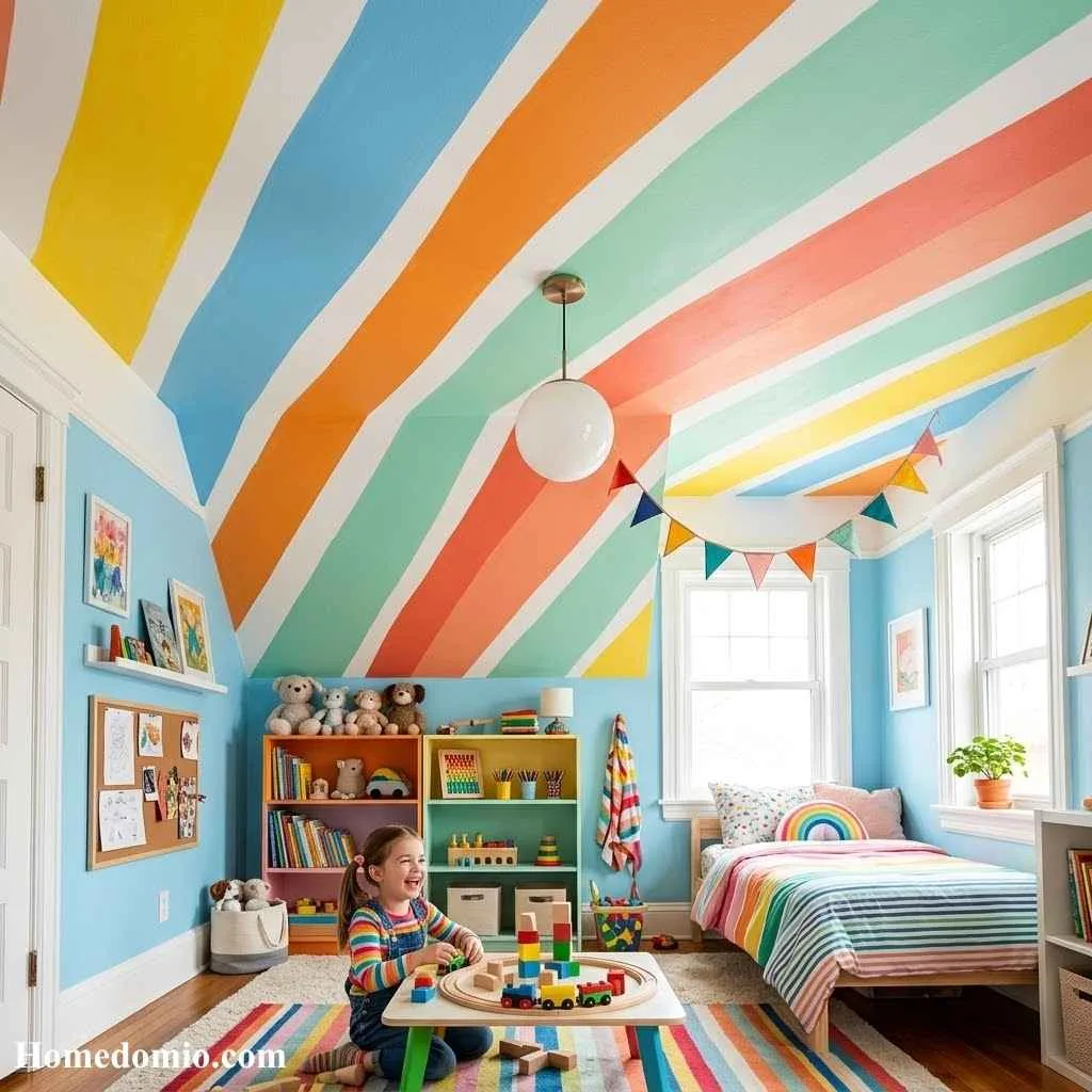 12 Painted Ceiling Ideas Worth Trying In Your Home 4 Add Playful Stripes