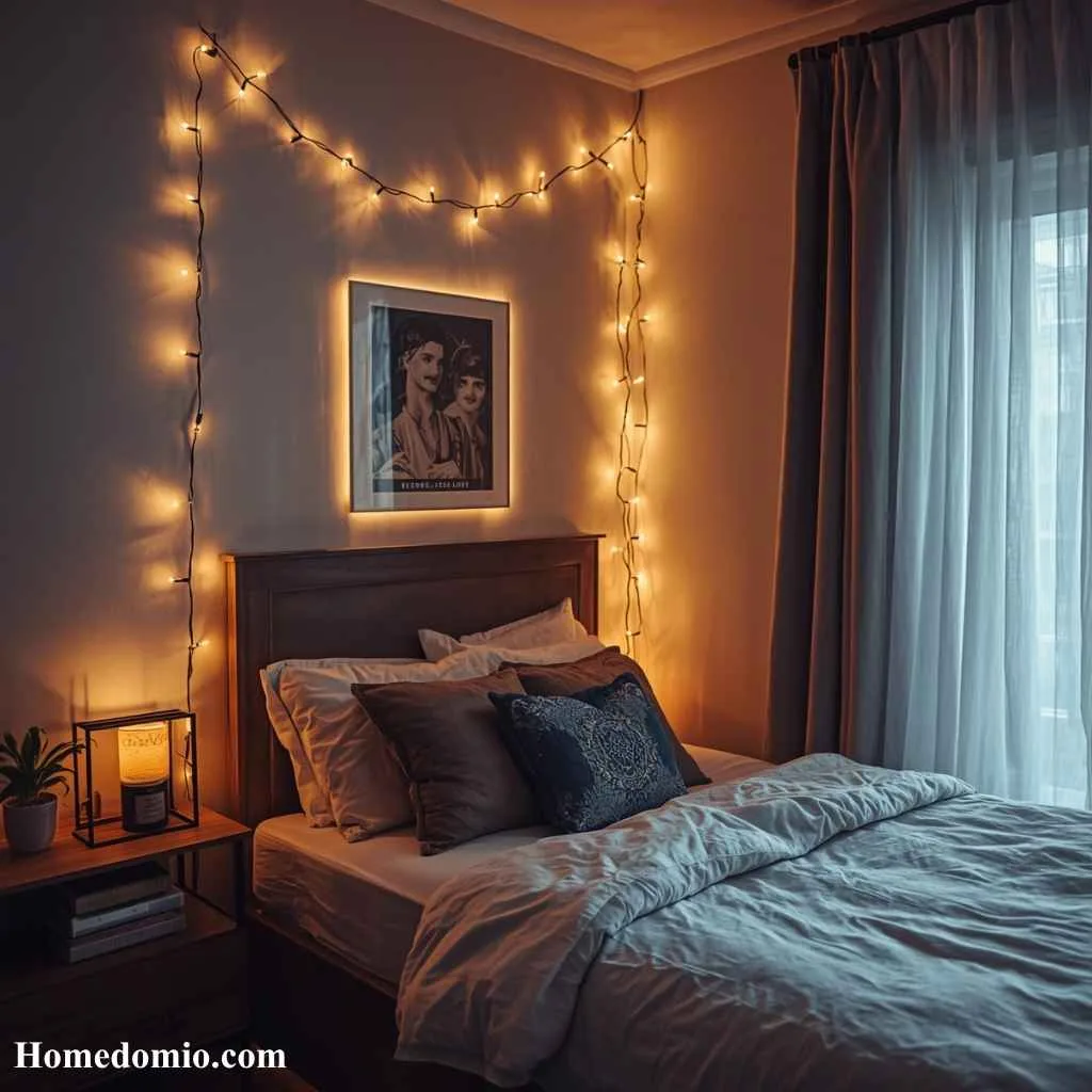 14 Affordable Ways To Style A Book Nook On A Budget 6 Add String Lights For Ambiance