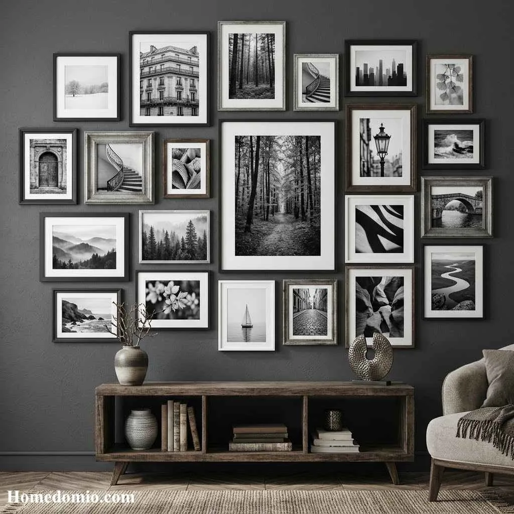 15 Picture Wall Ideas Living Room Designs Worth Trying 8 Black and White Photography Wall