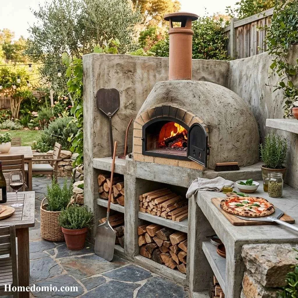 Concrete Outdoor Kitchen Ideas for Your Backyard 3 Built In Pizza Oven