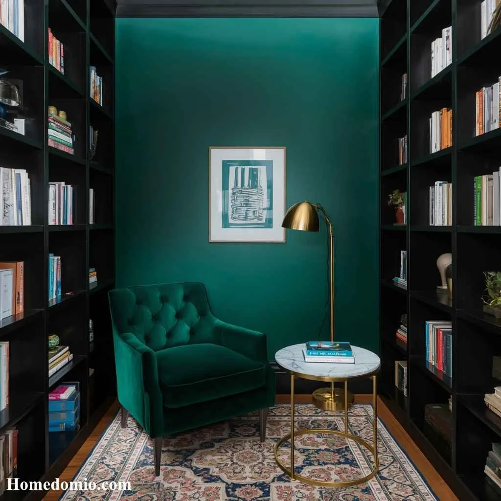 Emerald Alcove With Brass Accents