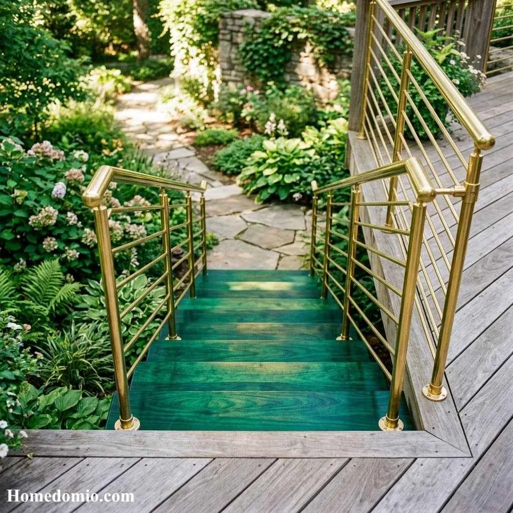 Emerald Tinted Treads With Brass Hardware