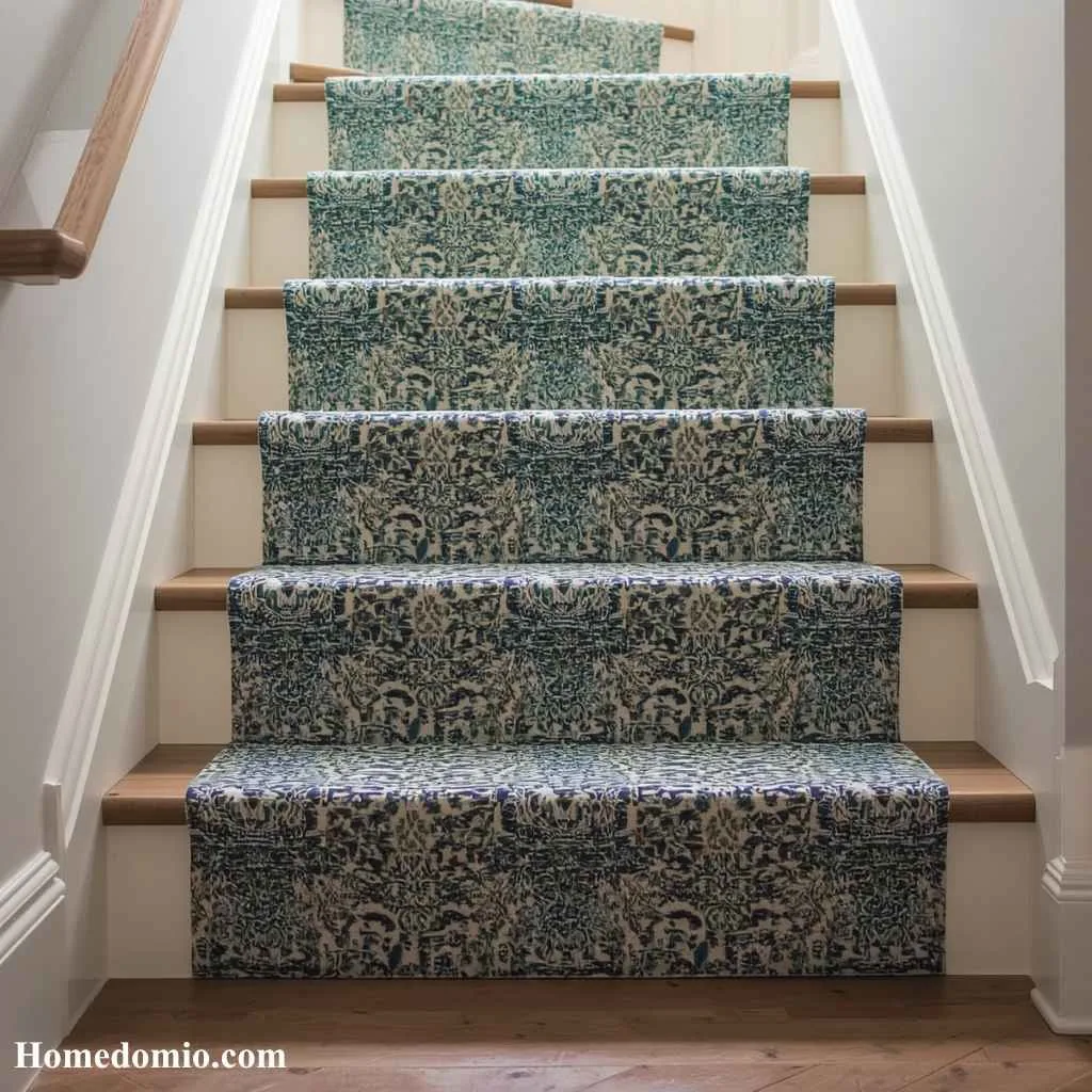 Stair Riser Ideas to Transform Your Staircase 11 Fabric Covered Risers