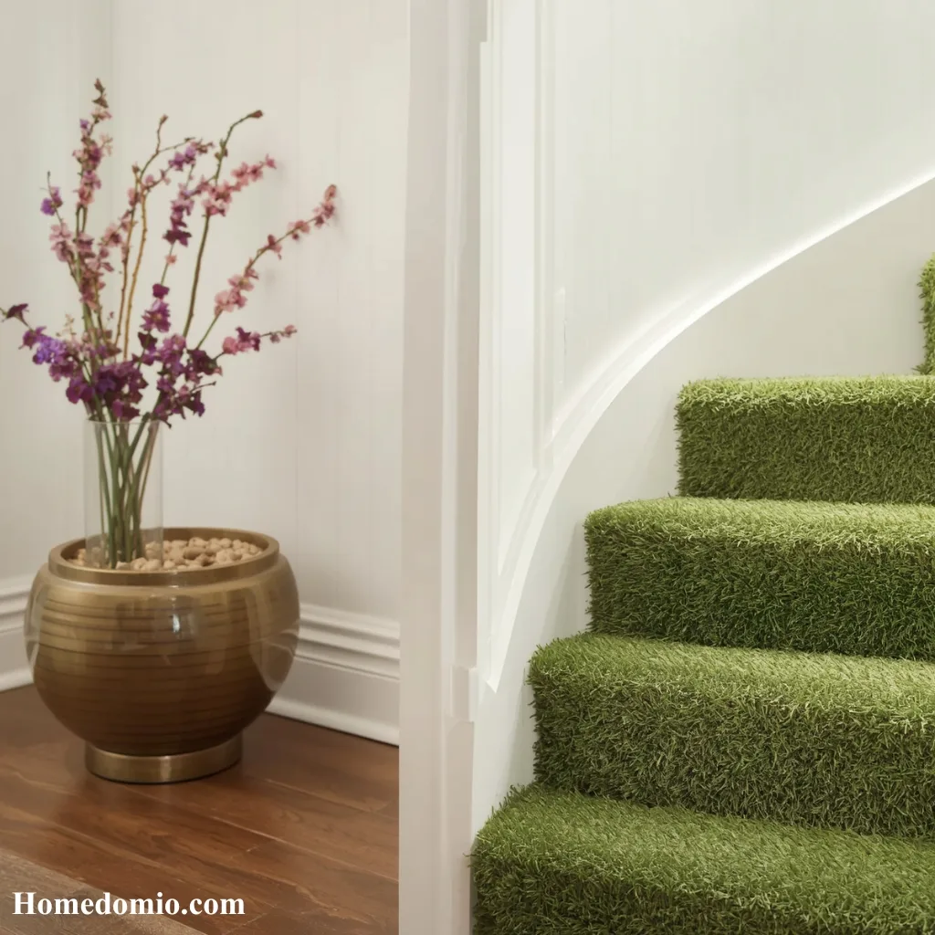 Stair Riser Ideas to Transform Your Staircase 14 Faux Grass Risers