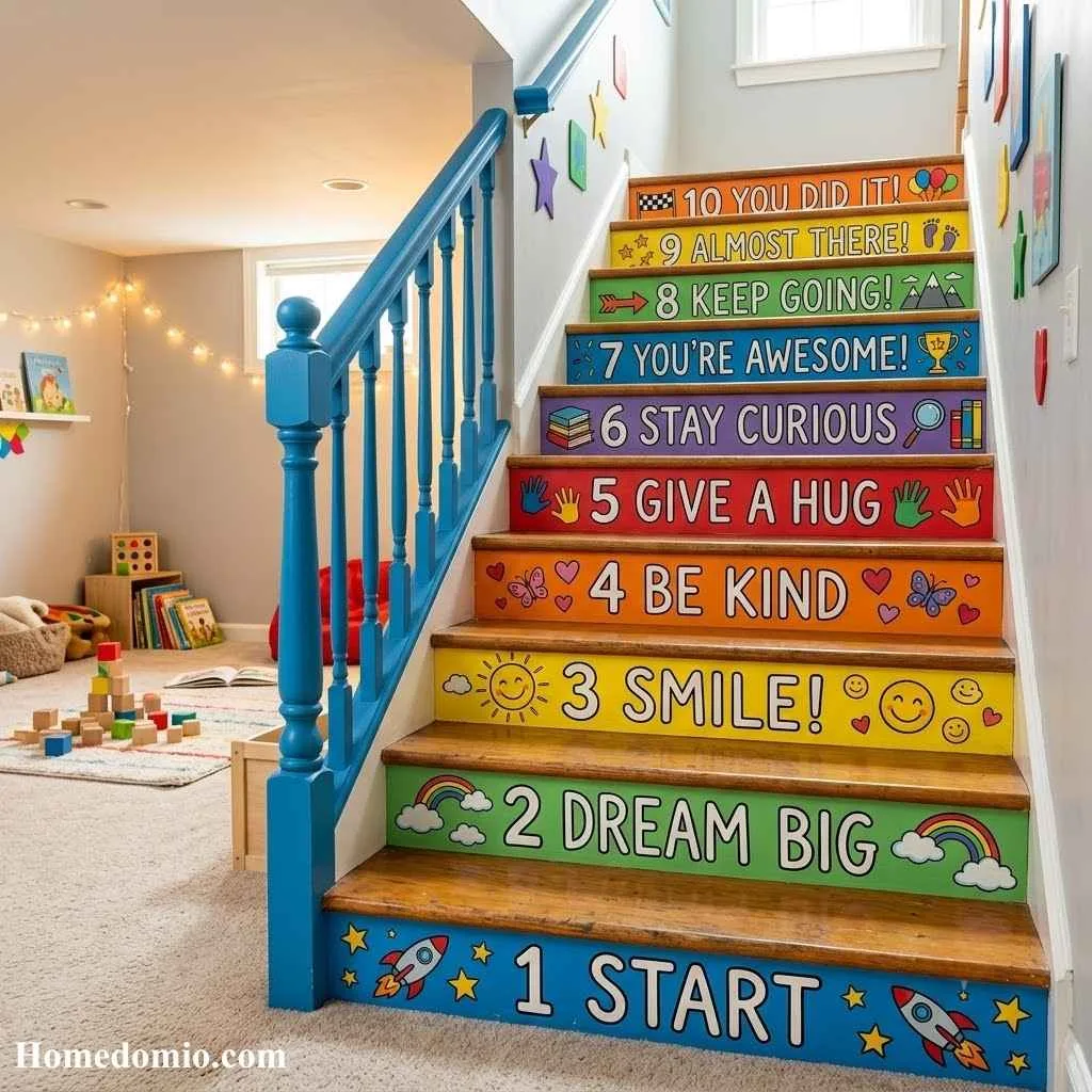 Stair Riser Ideas to Transform Your Staircase 5 Number Countdown Risers