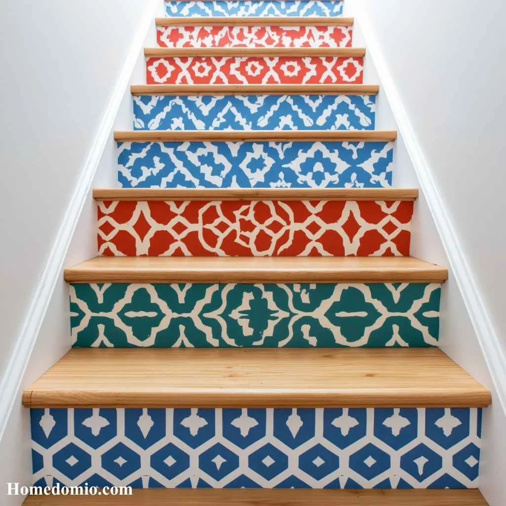 Stair Riser Ideas to Transform Your Staircase 2 Painted Pattern Risers