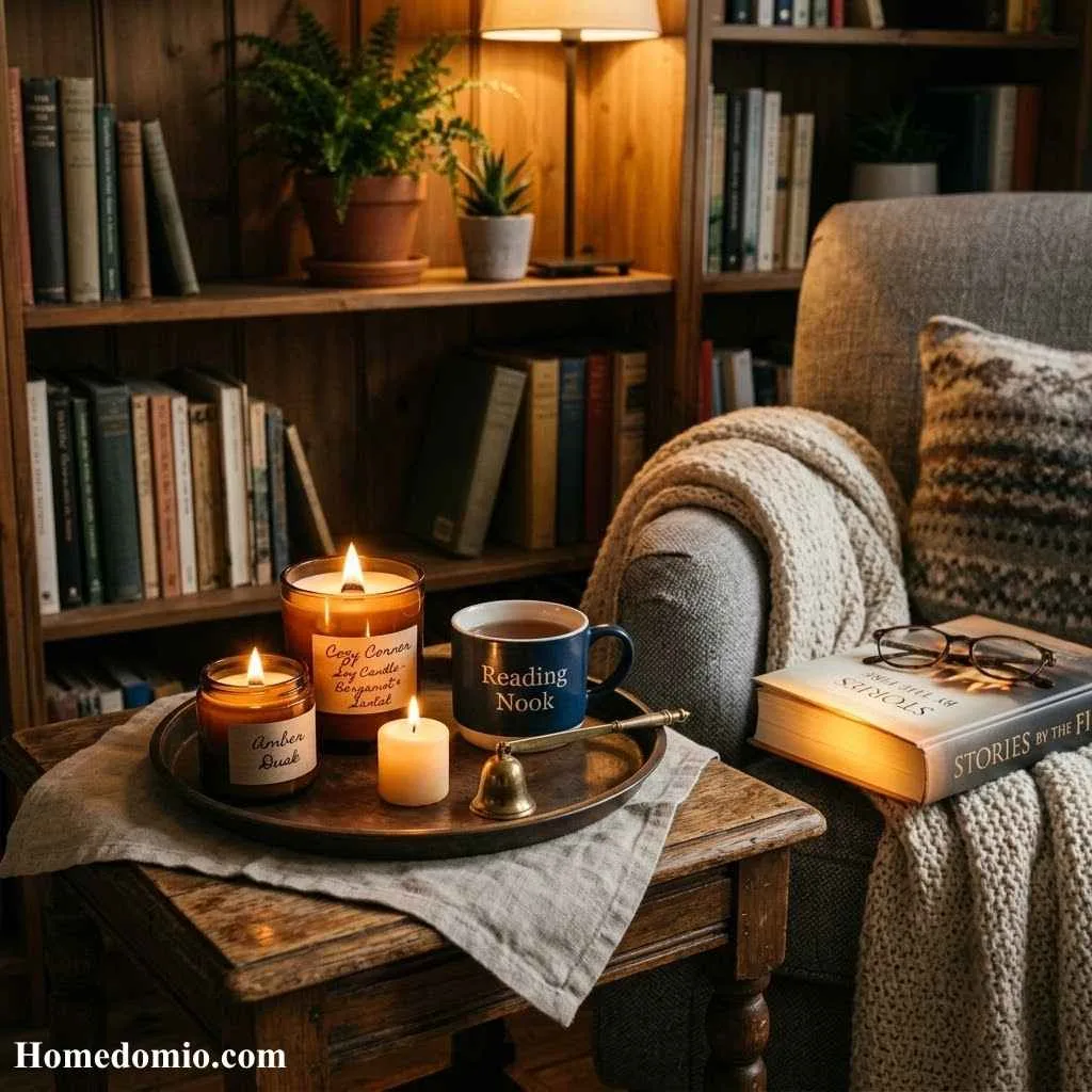14 Affordable Ways To Style A Book Nook On A Budget 8 Set The Mood With Candles