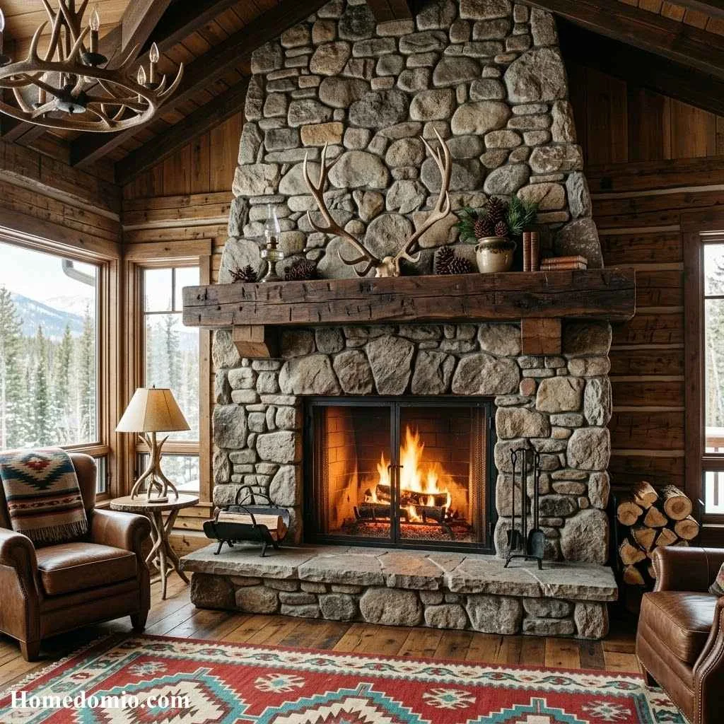 Western Room Ideas to Bring Rustic Charm Home 6 Stone Fireplace Focal Point